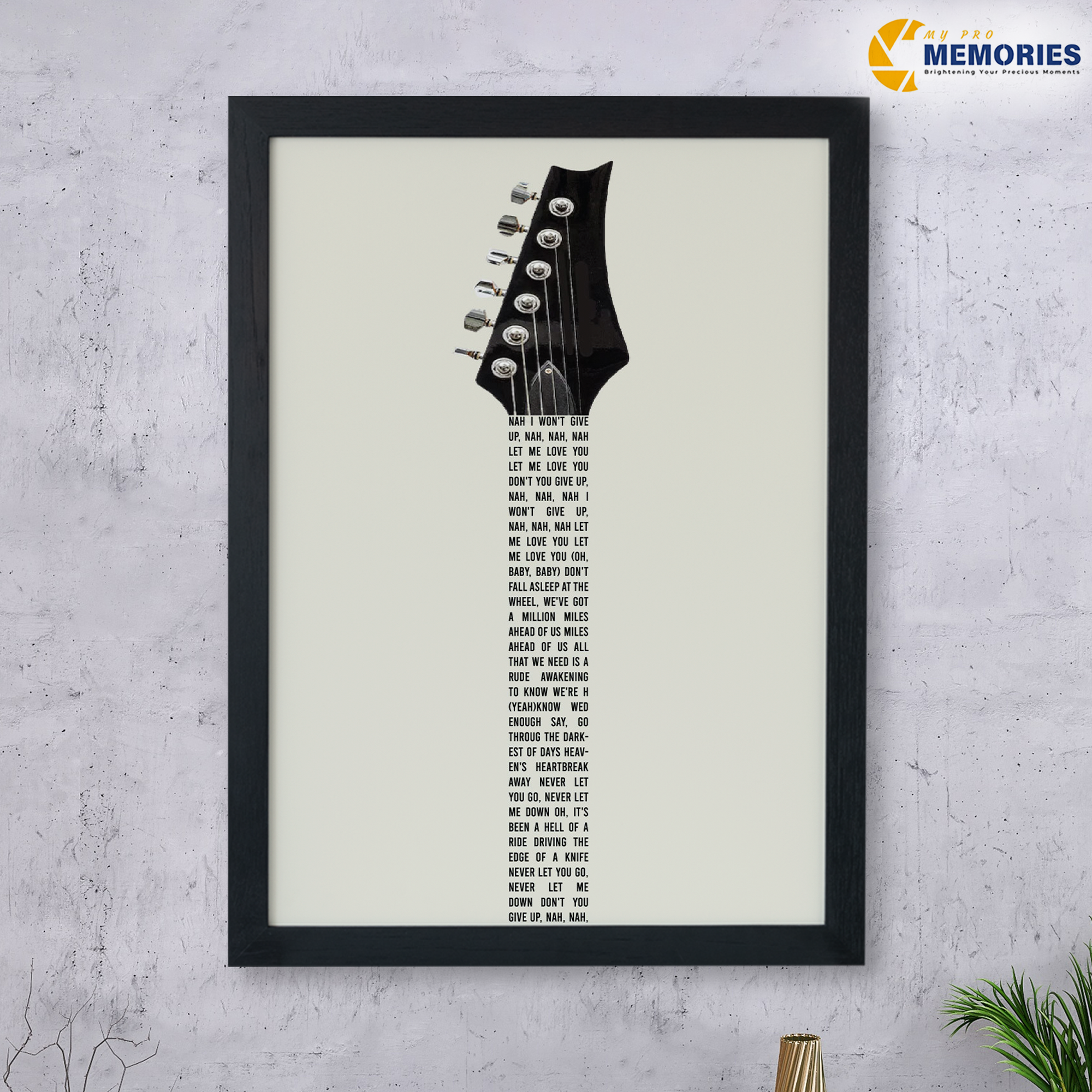 Personalised Guitar Lyric Poster – Custom Song Wall Art Print