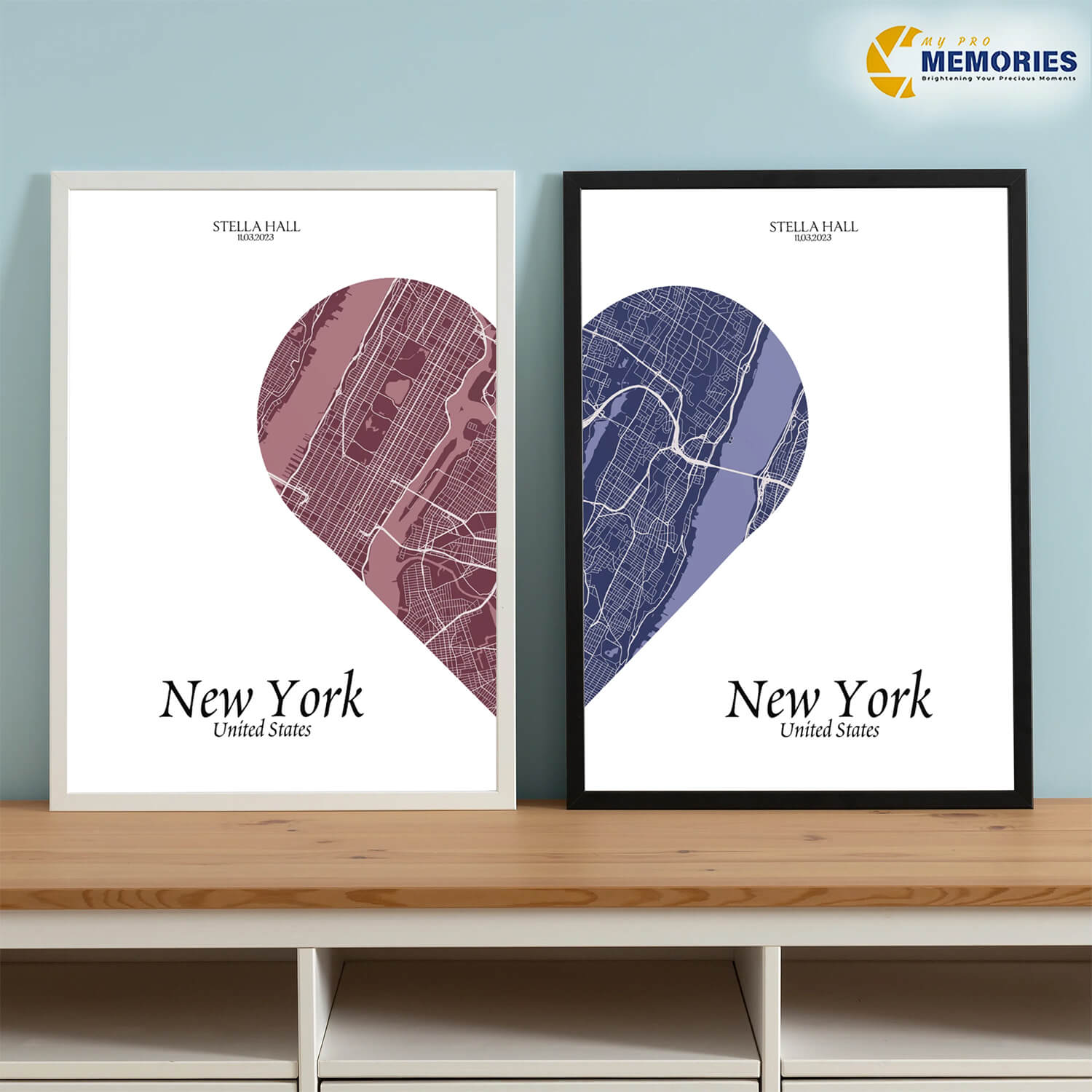 Custom Split Heart Map poster