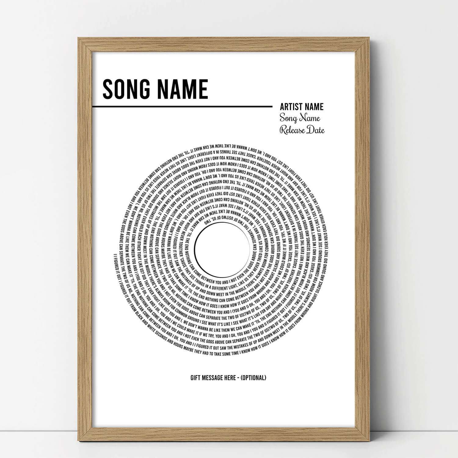 Personalized Lyrics Vinyl Print