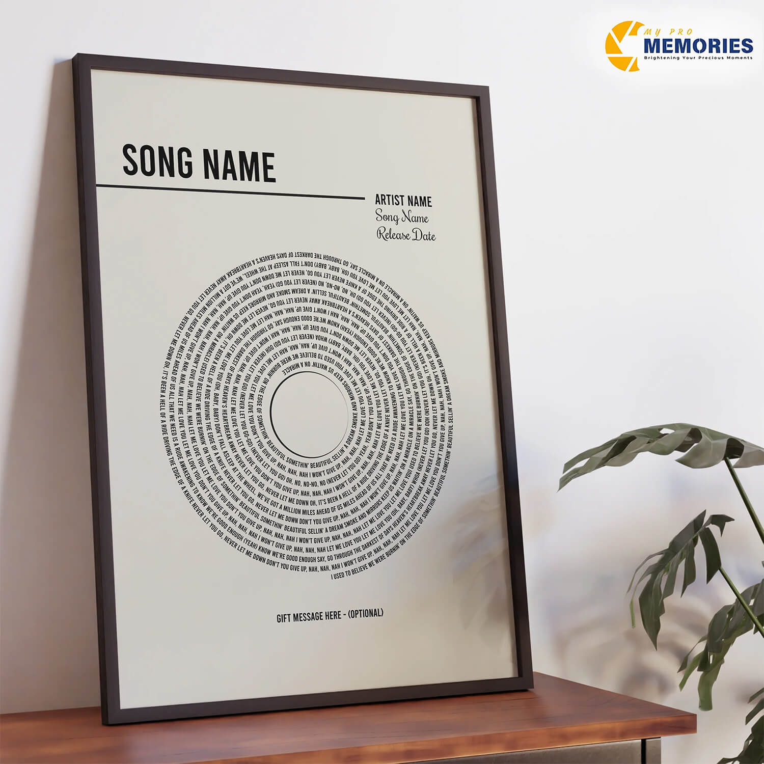 Personalized Lyrics Vinyl Print
