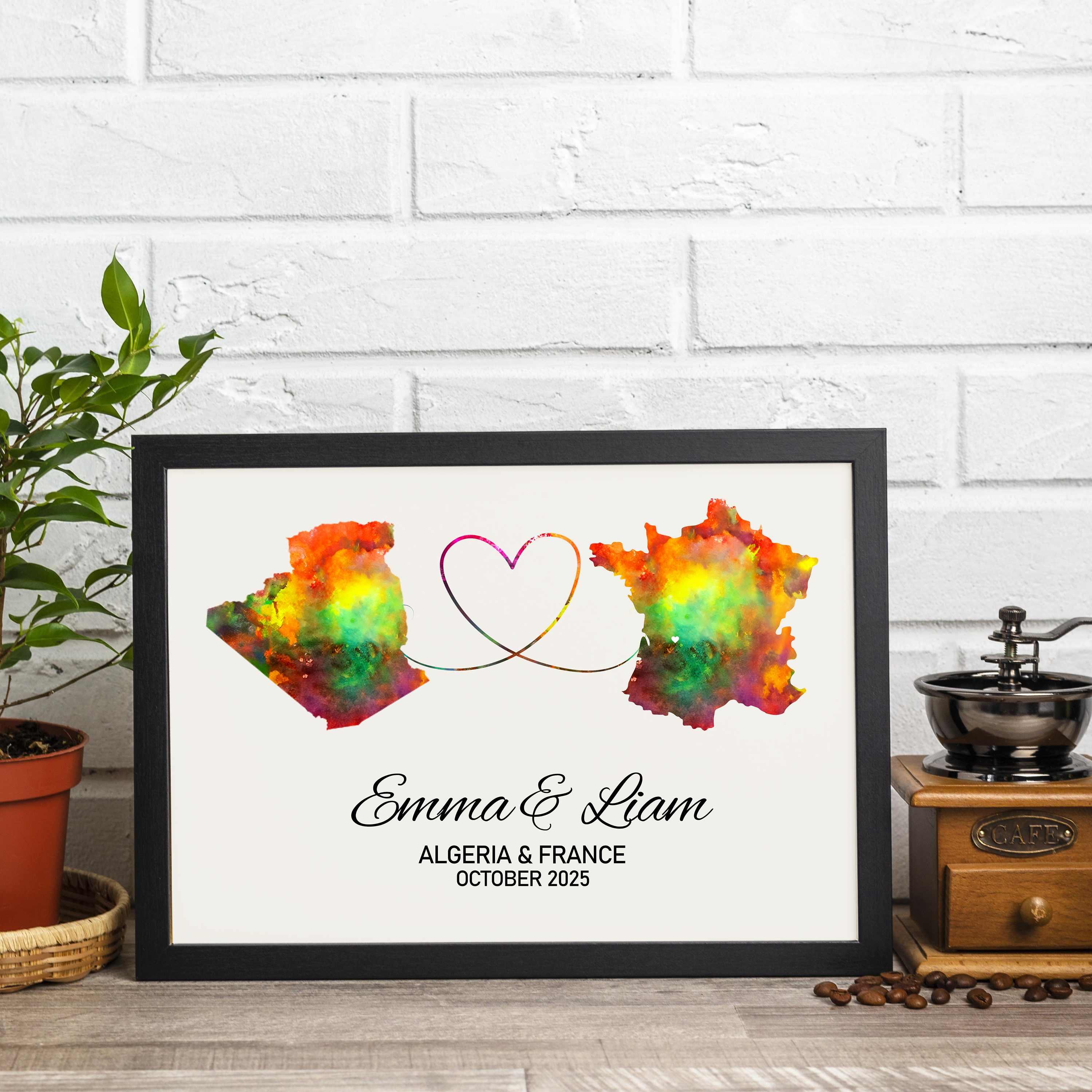 Personalised Map Print with linked locations, Custom Travel Adventures Map Print