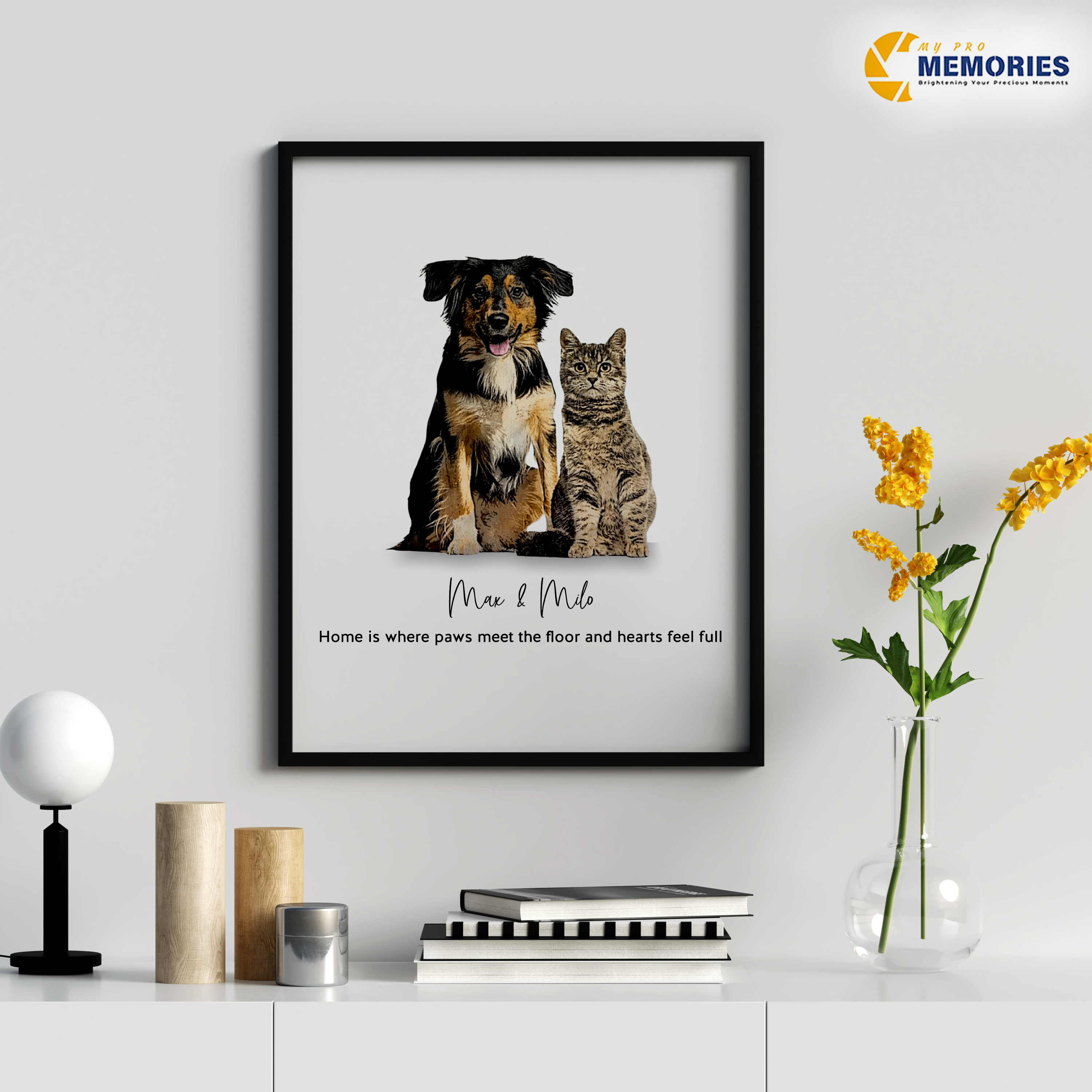 Multiple Pet Portrait, Custom 2 Pet Portrait, Pet Portrait from Photo, Custom Dog Art