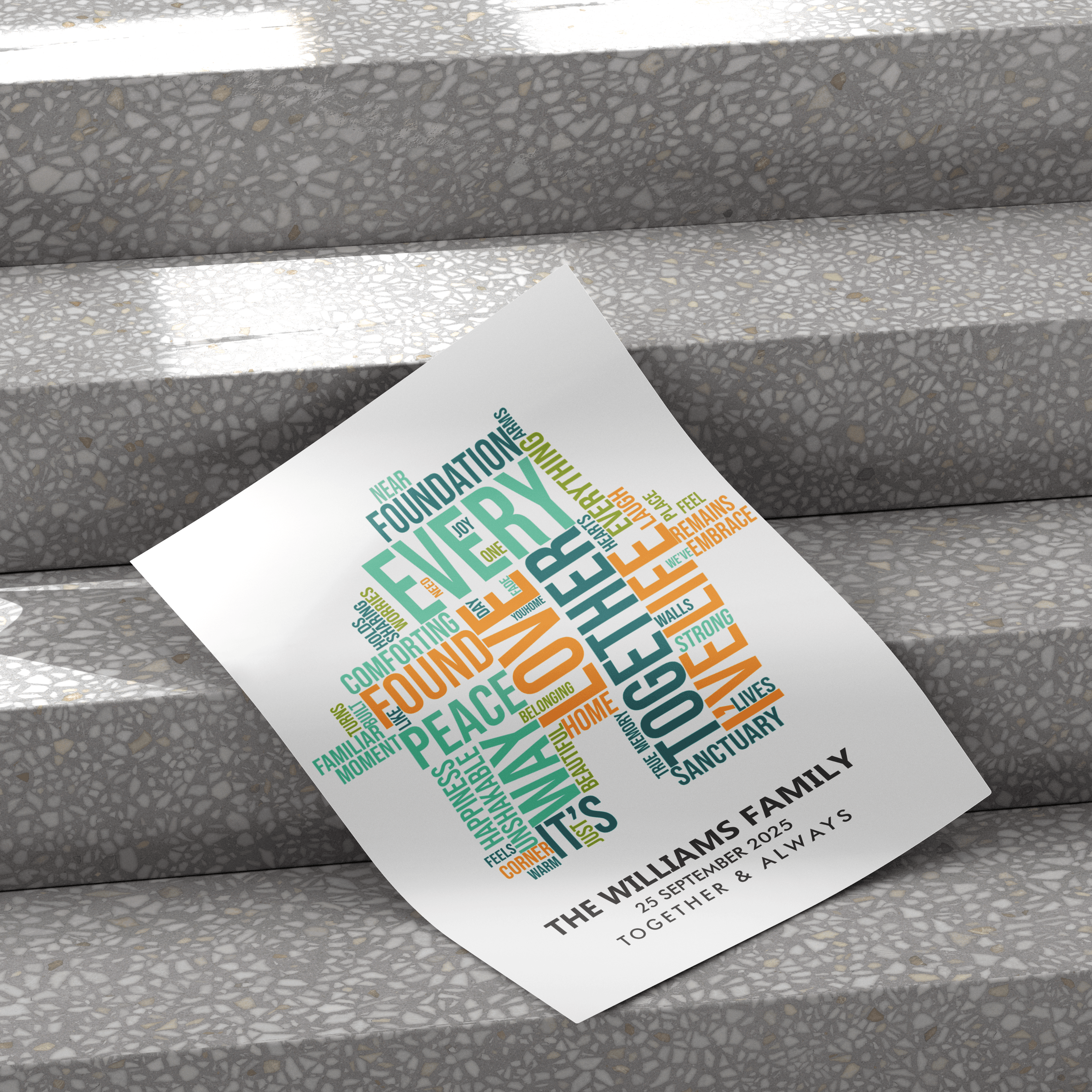 Home Word Cloud Print, Personalised New House Home Word Art Print