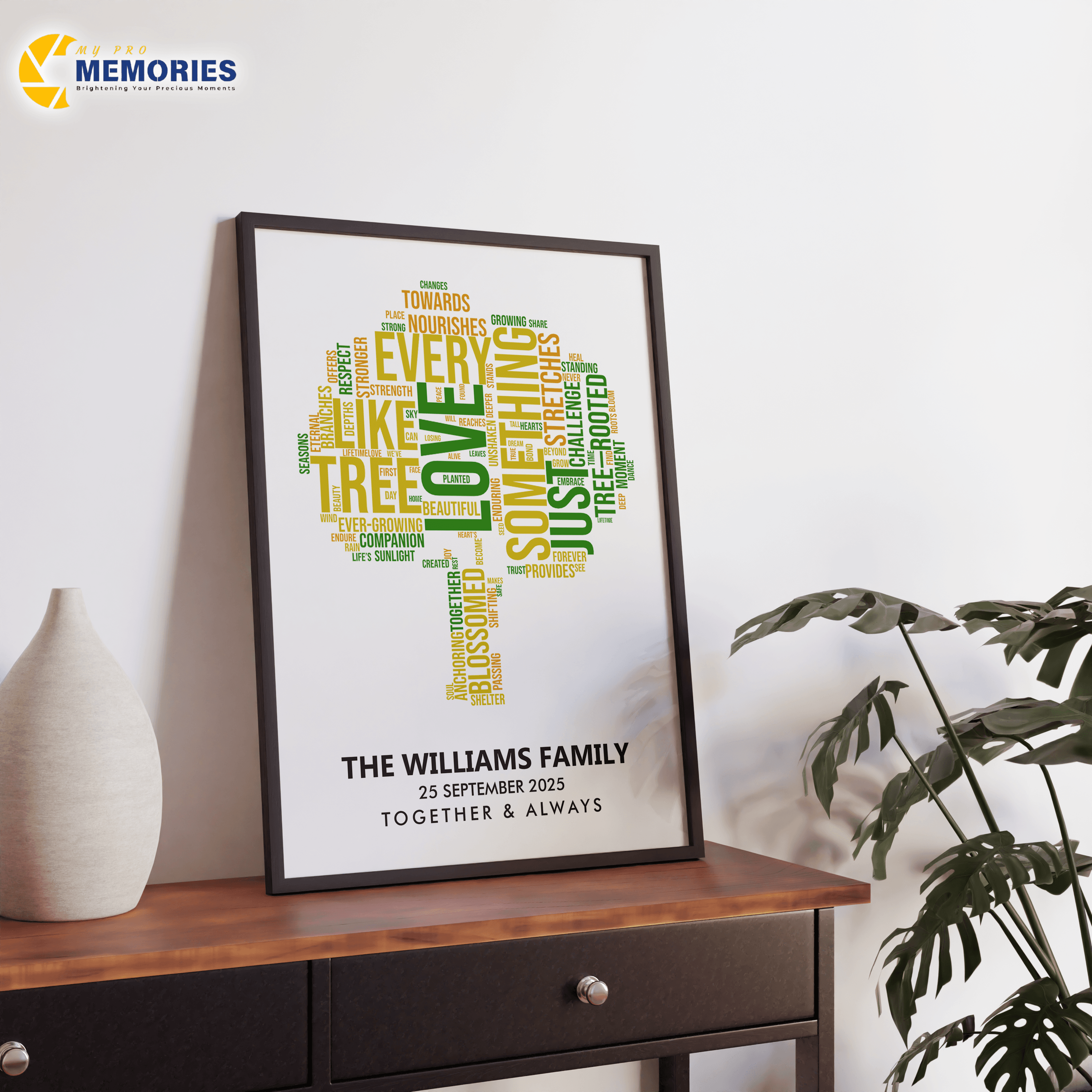 personalised family tree print, Tree Word Cloud, Tree Shape Word Art