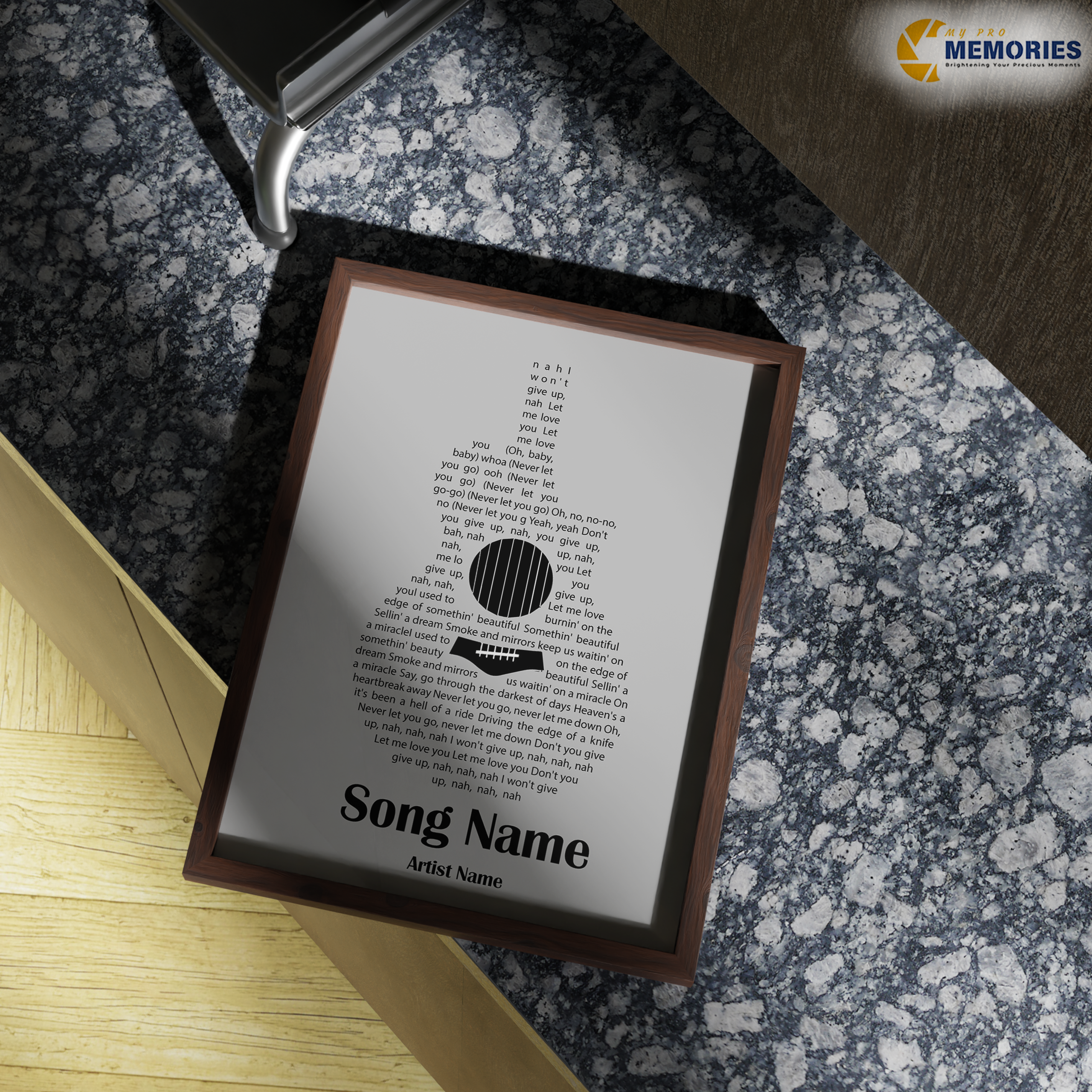 Personalised Song Lyric Poster Custom Framed - Music Wall Art