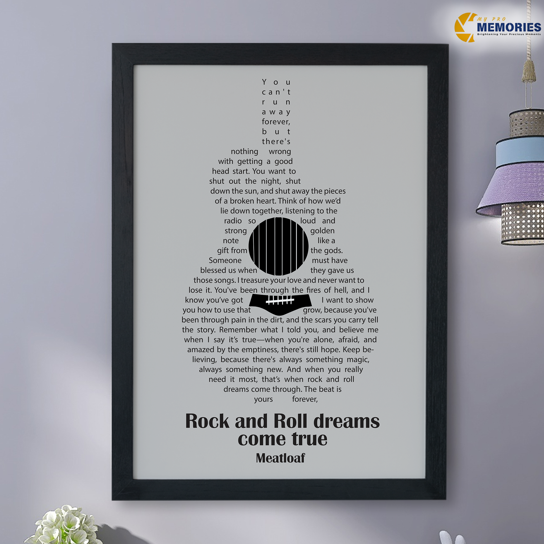 Personalised Song Lyric Poster Custom Framed - Music Wall Art